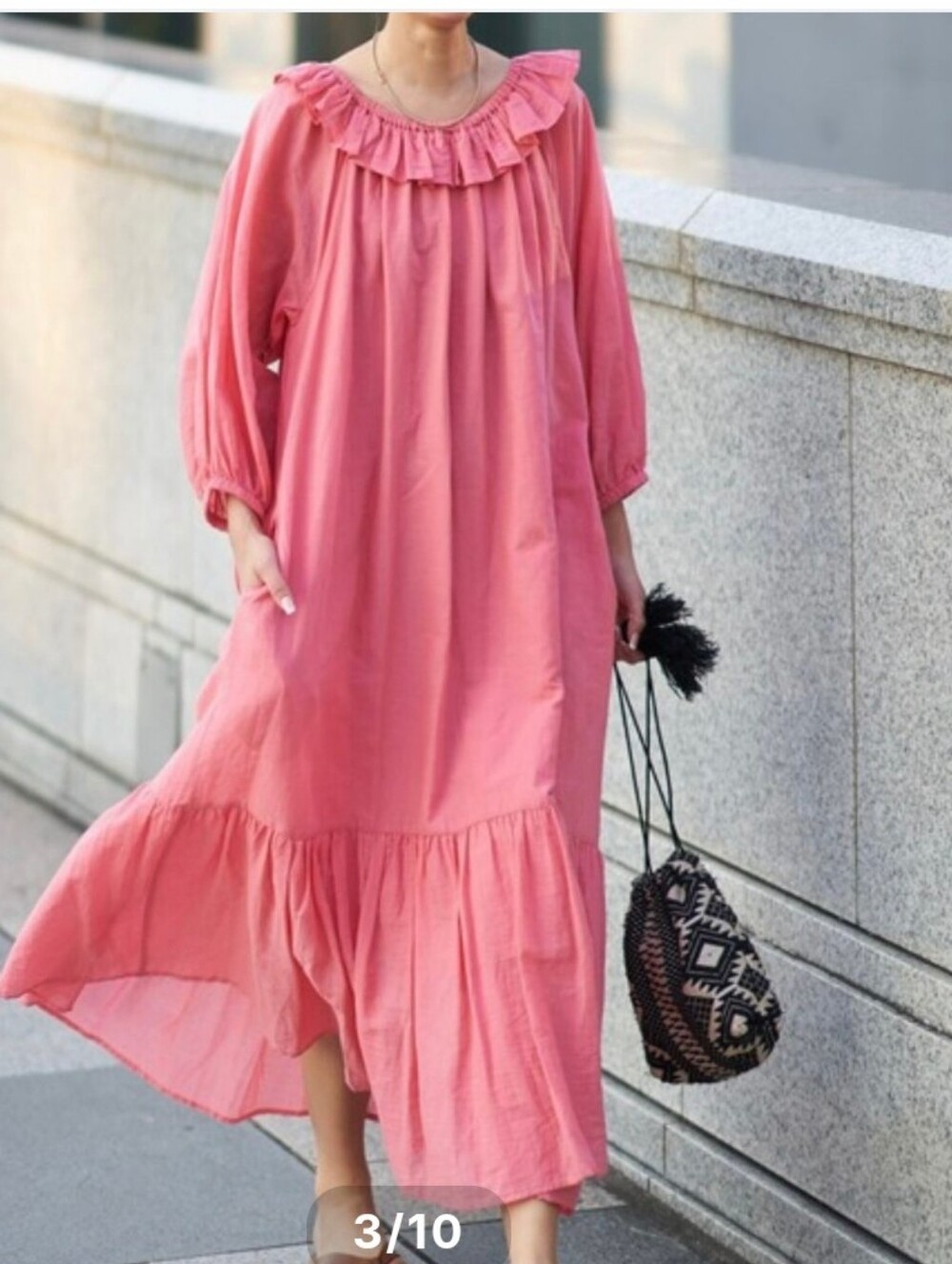 AUDREY AND JOHN WAD FRILL NECK LONG SLEEVES DRESS OVERSIZE ONE SIZE FITS ALL - Picture 2 of 15